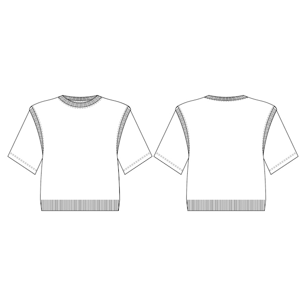 cuello redondo ribado cuello de la tripulación manga corta borde ribado borde ribado blusa superior suéter plantilla techn