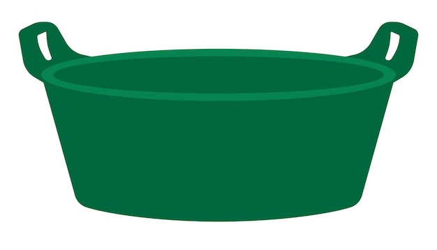 Cuenca de plástico verde para lavar o limpiar Ilustración vectorial aislada en estilo clip art