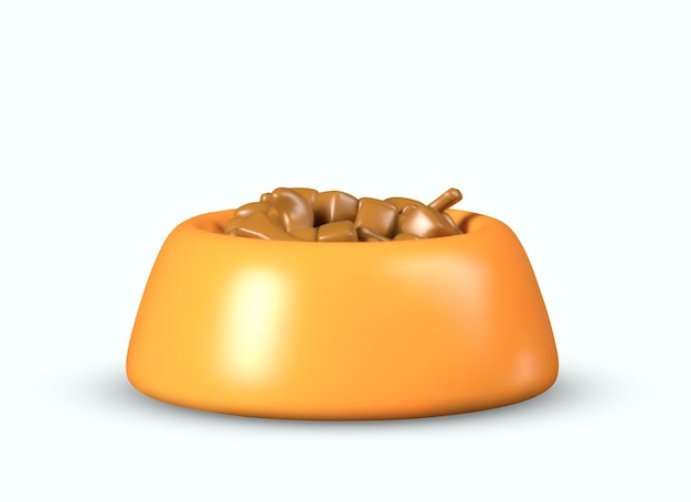 Cuenco amarillo con comida para mascotas Comida apetitosa para perros Pate para gatos