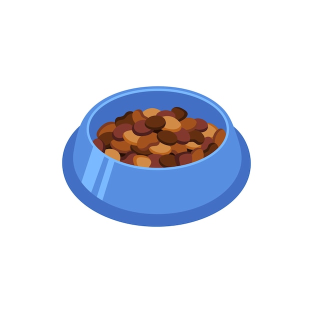 Cuenco de comida para mascotas de perro y gato en ilustración vectorial de estilo plano Silueta de cuenco animal para imprimir