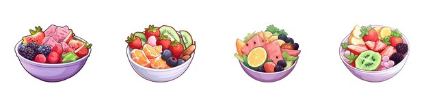 Cuenco de dibujos animados de frutas ilustración vectorial