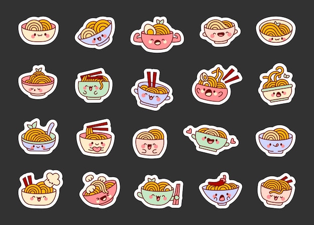 El cuenco de fideos de Kawaii es lindo Sticker Bookmark