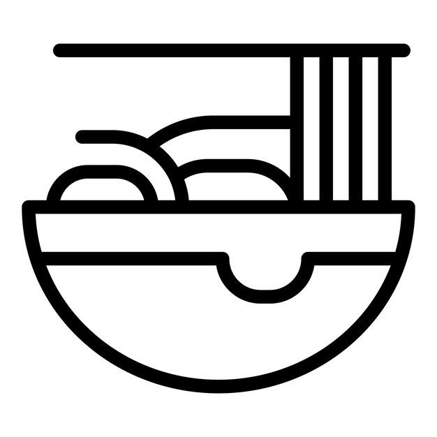 Un cuenco de fideos que se levanta con palillos de comer icono minimalista
