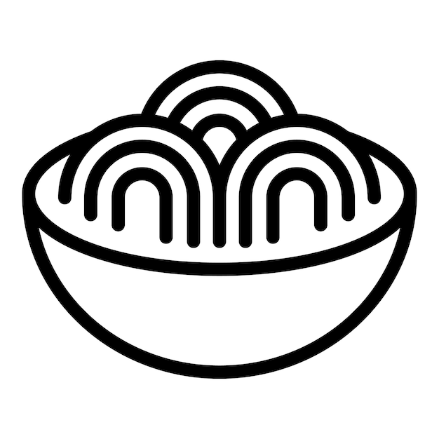 Un cuenco humeante de fideos representado en el arte minimalista de la línea negra