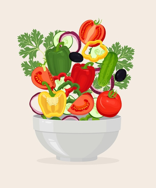 Cuenco con ilustración de ensalada de verduras