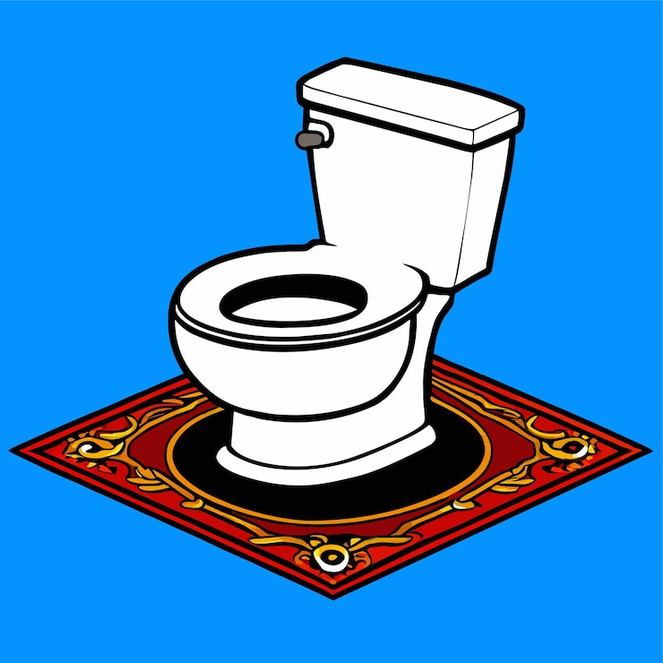 Vector cuenco de inodoro en ilustración vectorial de alfombra azul
