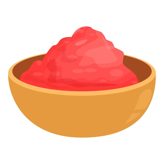 Un cuenco de madera desbordado de pasta de tomate sobre un fondo blanco