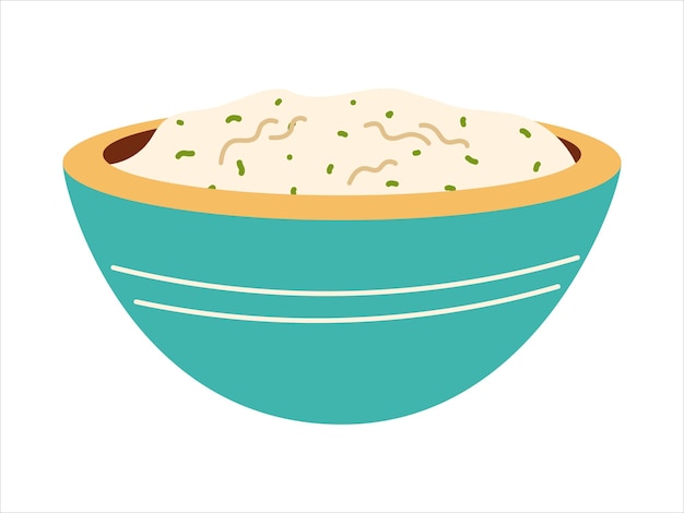 Cuenco o plato con salsa de yogur blanco comida tradicional turca haydari o tzatziki vector aislado