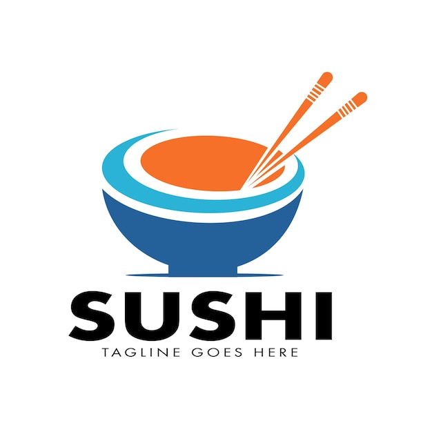 Cuenco de sopa y palillos Símbolo de comida asiática para el diseño del logotipo del restaurante Ilustración vectorial