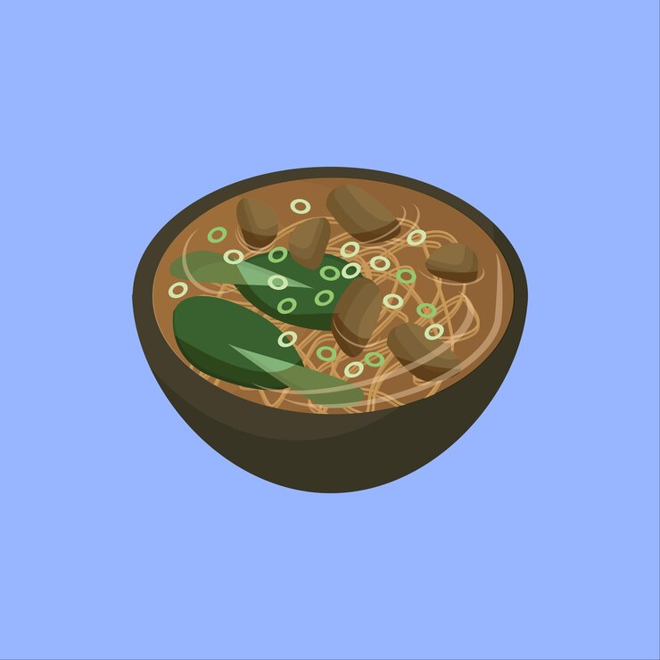 cuenco vectorial de estofado de ternera con verduras