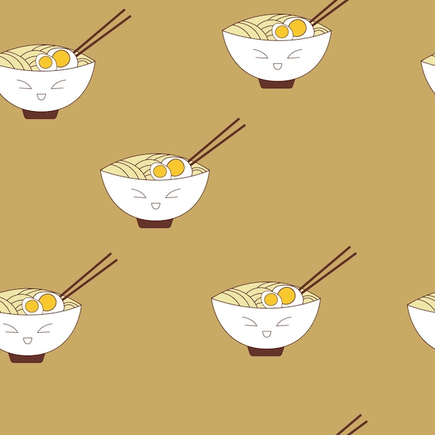 Los cuencos de ramen con el patrón de las caras