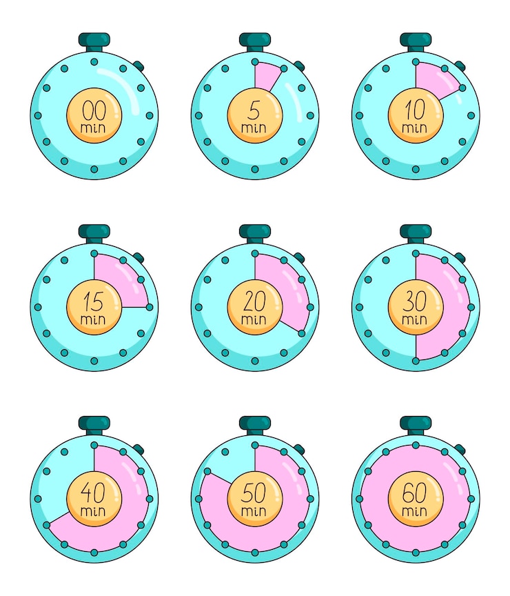 Vector cuenta atrás del tiempo del temporizador dispositivo de reloj de cronómetro dibujo vectorial colección de elementos de diseño