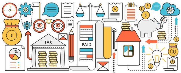 Cuenta bancaria y tributaria, factura de recibo de pedido y saldo de crédito de alcancía