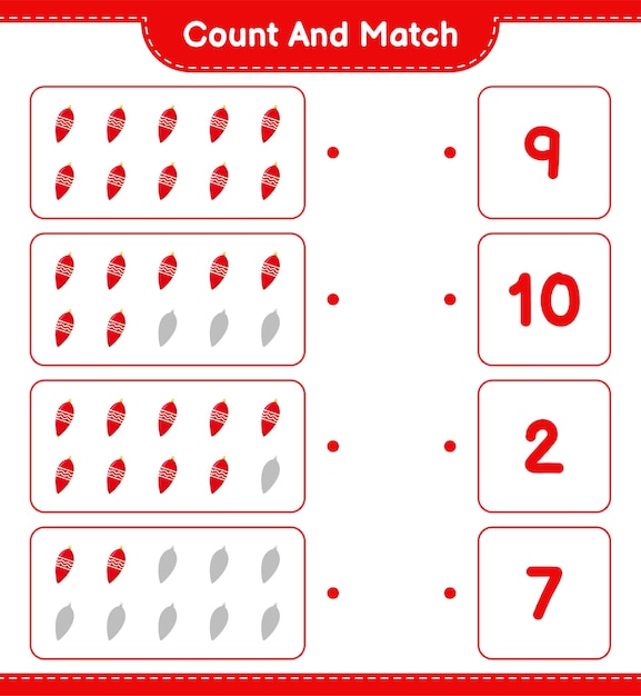 Cuenta y combina, cuenta el número de luces navideñas y combina con los números correctos. juego educativo para niños