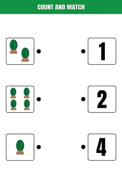 Cuenta y combina Juego educativo de matemáticas para niños Diseño de hoja de trabajo imprimible para niños en edad preescolar