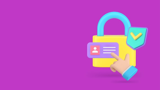 Cuenta de datos personales proteger acceso seguridad cibernética información seguridad icono 3d vector realista