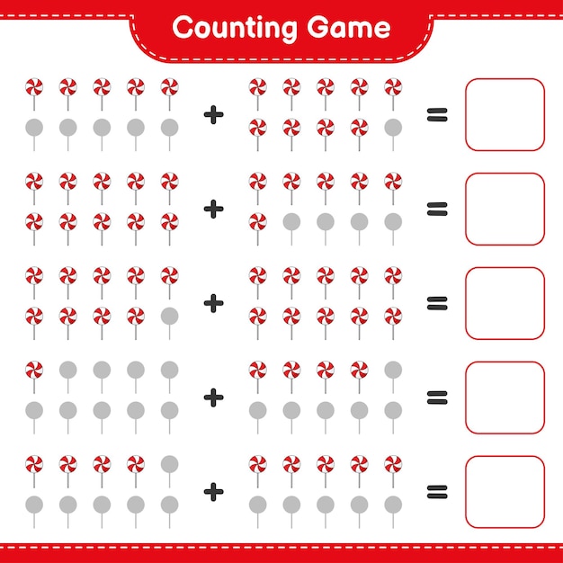 Cuenta el juego cuenta el número de caramelos y escribe el resultado juego educativo para niños