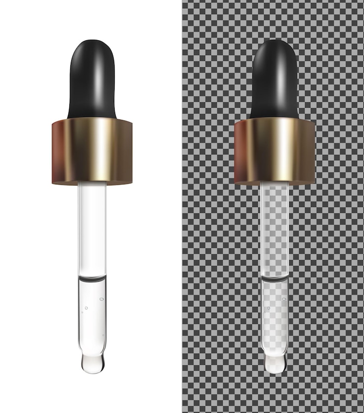 Vector cuentagotas de vidrio vectorial realista para cosméticos y medicamentos