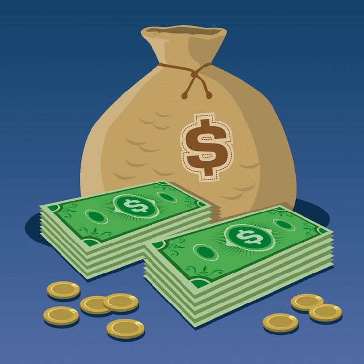 Cuentas y saco de dinero
