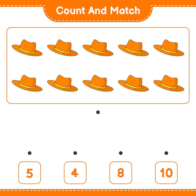 Cuente y combine, cuente el número de Summer Hat y combine con los números correctos