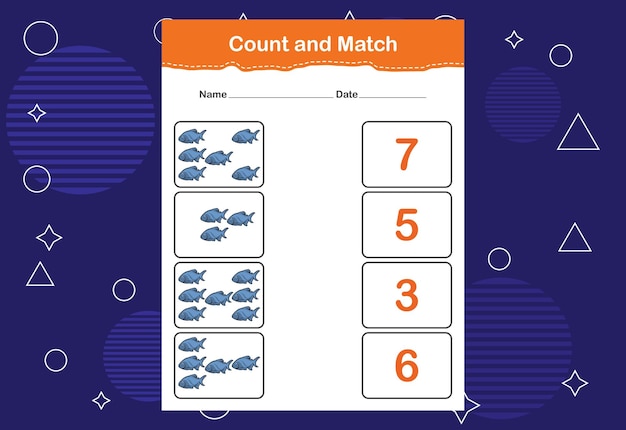 Cuente y combine con el número correcto Juego educativo de combinación Cuente cuántos elementos y elija el número correcto