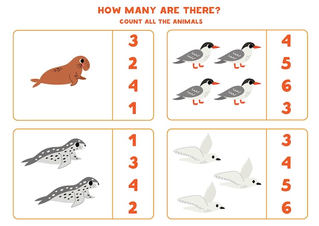 Vector cuente todos los animales antárticos y encierre las respuestas correctas