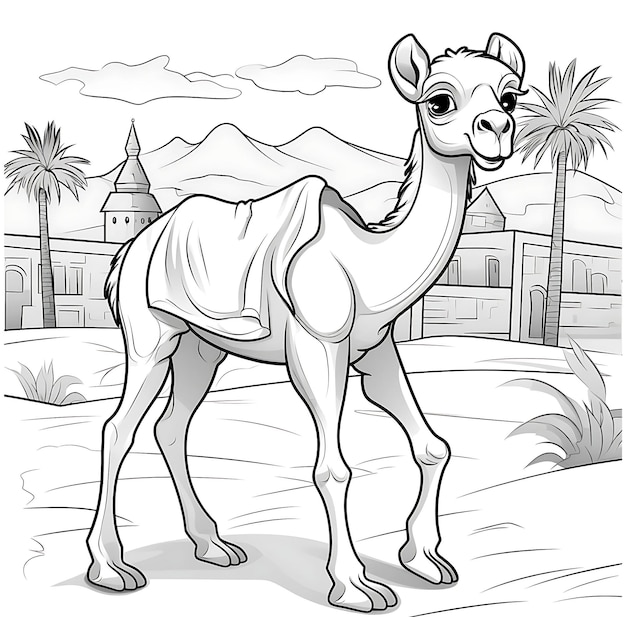 Vector cuentos de camellos para colorear