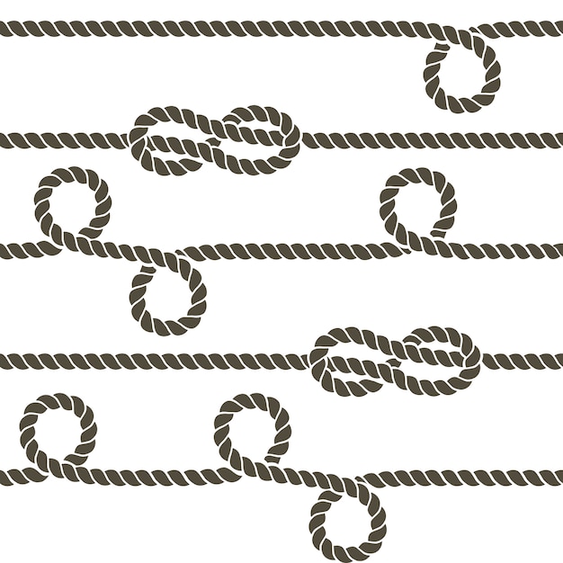 Cuerda azul marino con nudos marinos vector de patrones sin fisuras