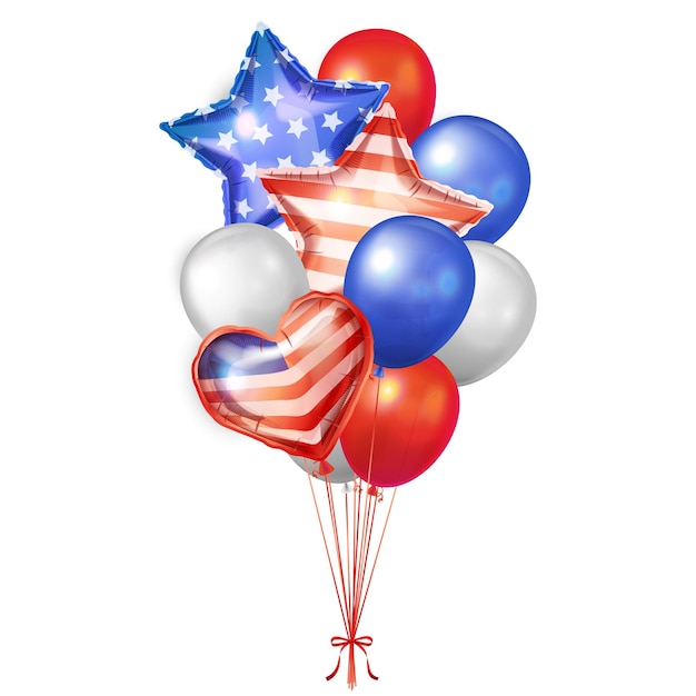 Cuerda de globo vectorial con diseño de elemento de bandera americana