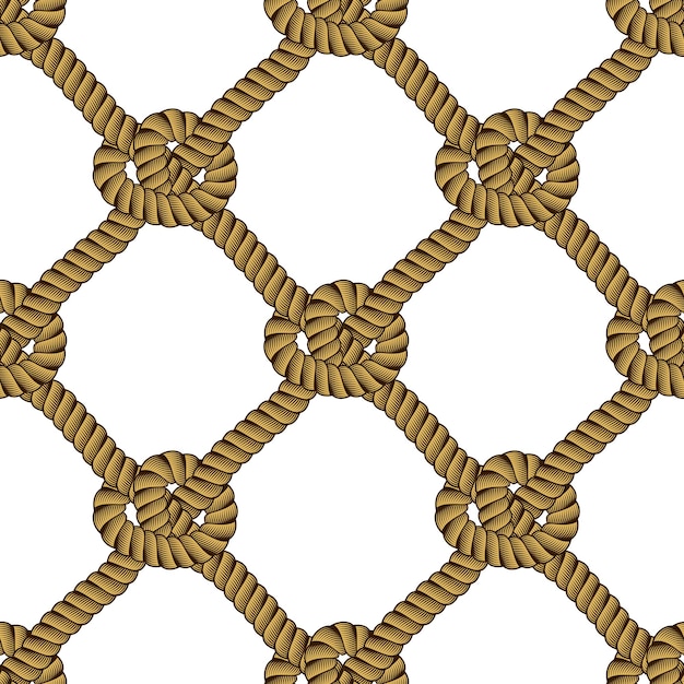 Cuerda de patrones sin fisuras, fondo de papel tapiz de vector de moda. Cuerda con nudos con estilo interminable ilustración. Utilizable para tela, papel tapiz, envoltura, web e impresión.