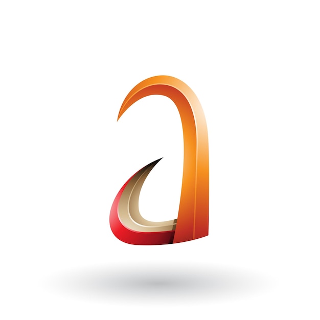 Cuerno 3d naranja y rojo como letra A ilustración vectorial