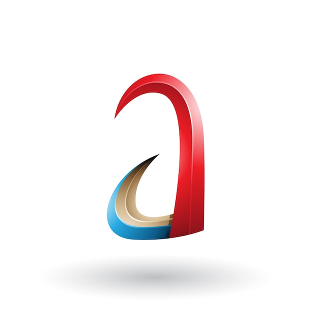 Cuerno 3d rojo y azul como letra A ilustración vectorial