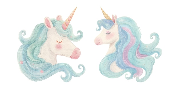 Un cuerno unicornio muy bonito acuarela vectopr ilustración 22