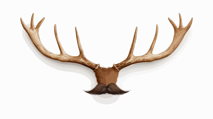Vector los cuernos de ciervo aislados sobre un fondo blanco para la exhibición de taxidermia