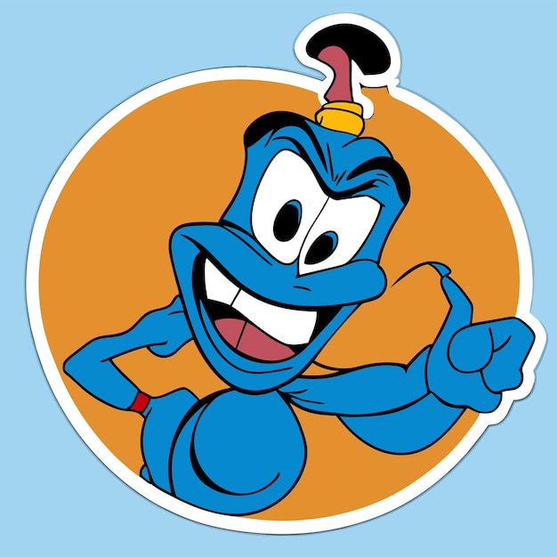 Cuerpo azul pitufo dibujado a mano plano elegante pegatina de dibujos animados icono concepto ilustración aislada