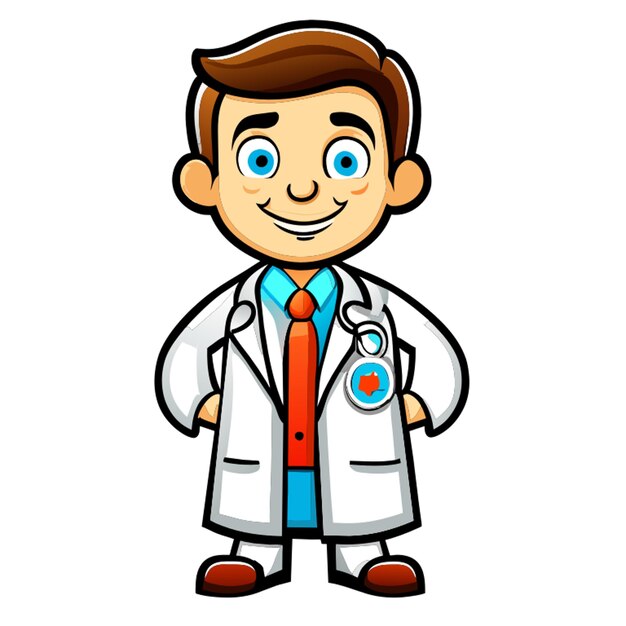 Vector cuerpo completo estilo mascota médico personaje frente mirando ocioso postura blanco fondo ilustración vectorial