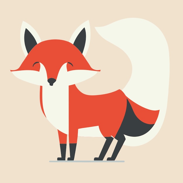 cuerpo completo de zorro para niños ilustración vectorial plana 2