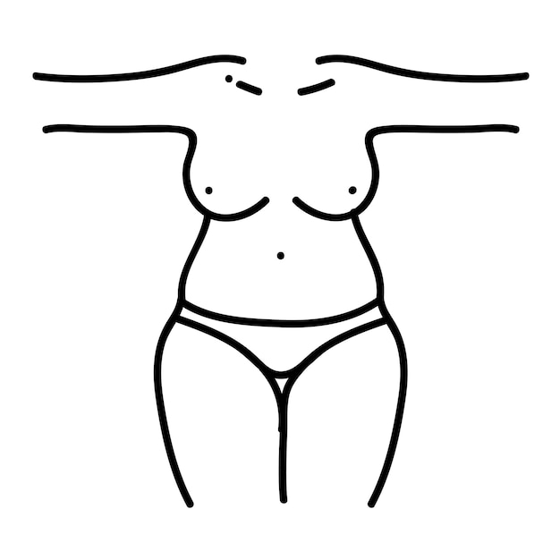 Cuerpo femenino icono dibujado a mano ilustración vectorial