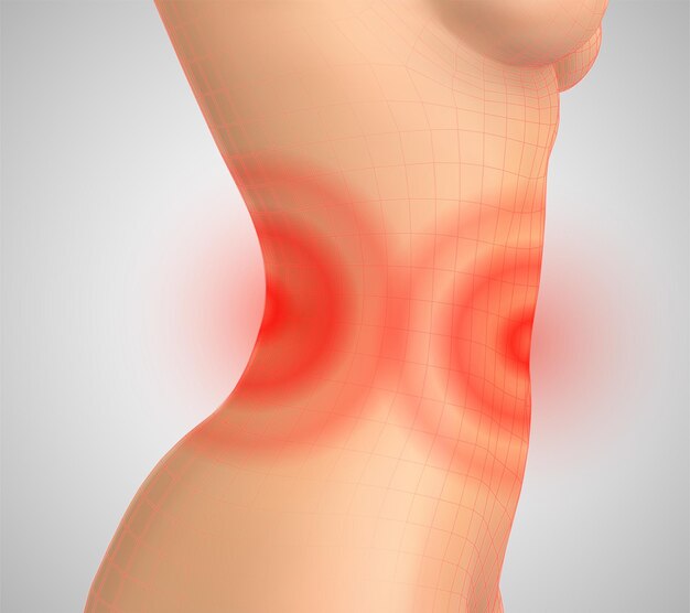 Cuerpo femenino vectorial sobre un fondo de color dolor en el abdomen y la espalda