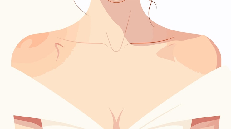 Vector cuerpo de hombro y cuello de mujer quemado por el sol