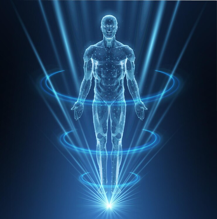 cuerpo humano abstracto vector digital anatomía tecnología médica estructura muscular