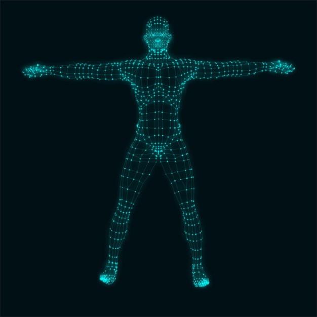 Vector cuerpo humano sobre fondo negro.