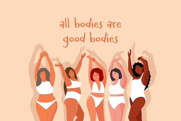 El cuerpo de la mujer, el cuerpo positivo más allá de los estereotipos, las chicas hermosas con ropa interior.