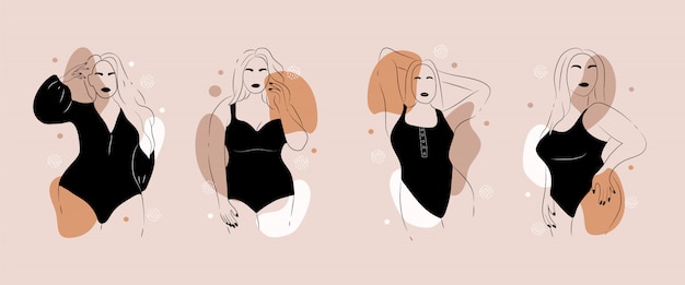 Cuerpo positivo. Figura femenina minimalista abstracta.
