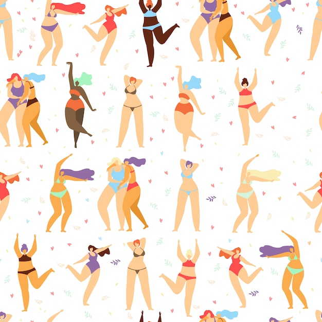 Cuerpo positivo Motivar estilo plano de patrones sin fisuras