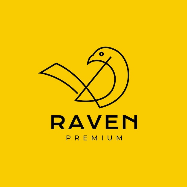 Cuervo cuervos pájaro línea geométrica mínimo moderno logotipo diseño vector