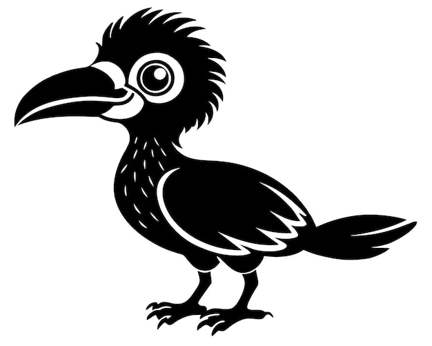 Cuervo negro aislado sobre un fondo blanco Ilustración vectorial para su diseño