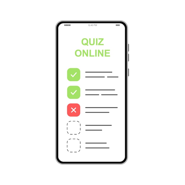 Vector cuestionario en línea por teléfono aumente sus conocimientos con un cuestionario en línea atractivo