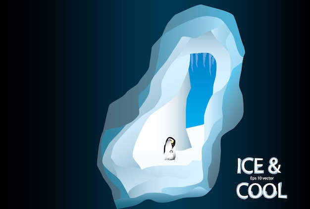 La cueva de hielo y el pingüino