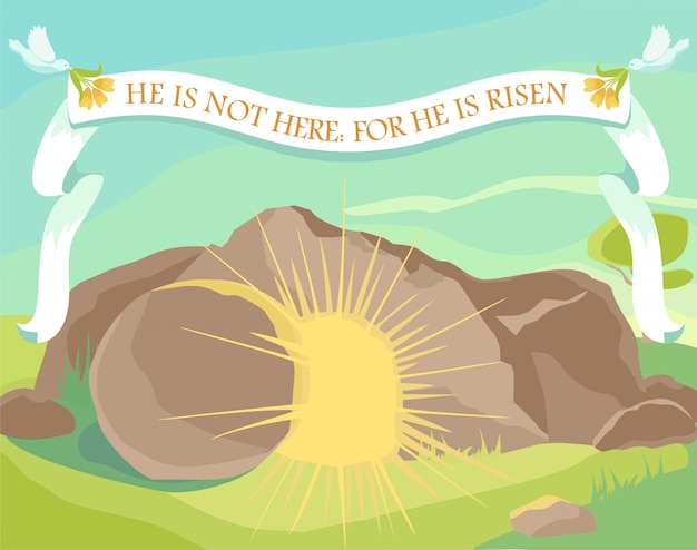 Vector cueva de iluminación abierta. tarjeta de pascua